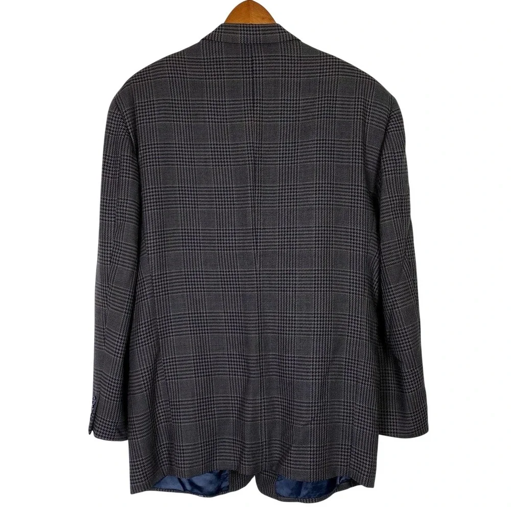 Vtg Georgio Armani Mani Blazer Mens 43R Gray Italy Herringbone Check Sport Coat
